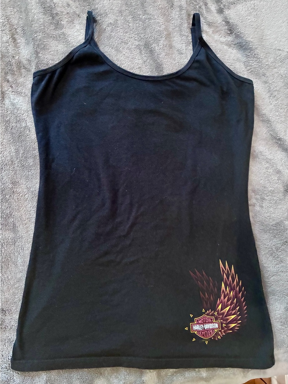 Harley-Davidson Women's Black Graphic Tank Top L vintage